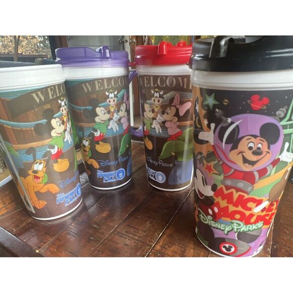WDW Resort Parks Rapid Refillable Mug Cup Lid Travel‎ Disney World Lot Of 4 - Picture 4 of 8